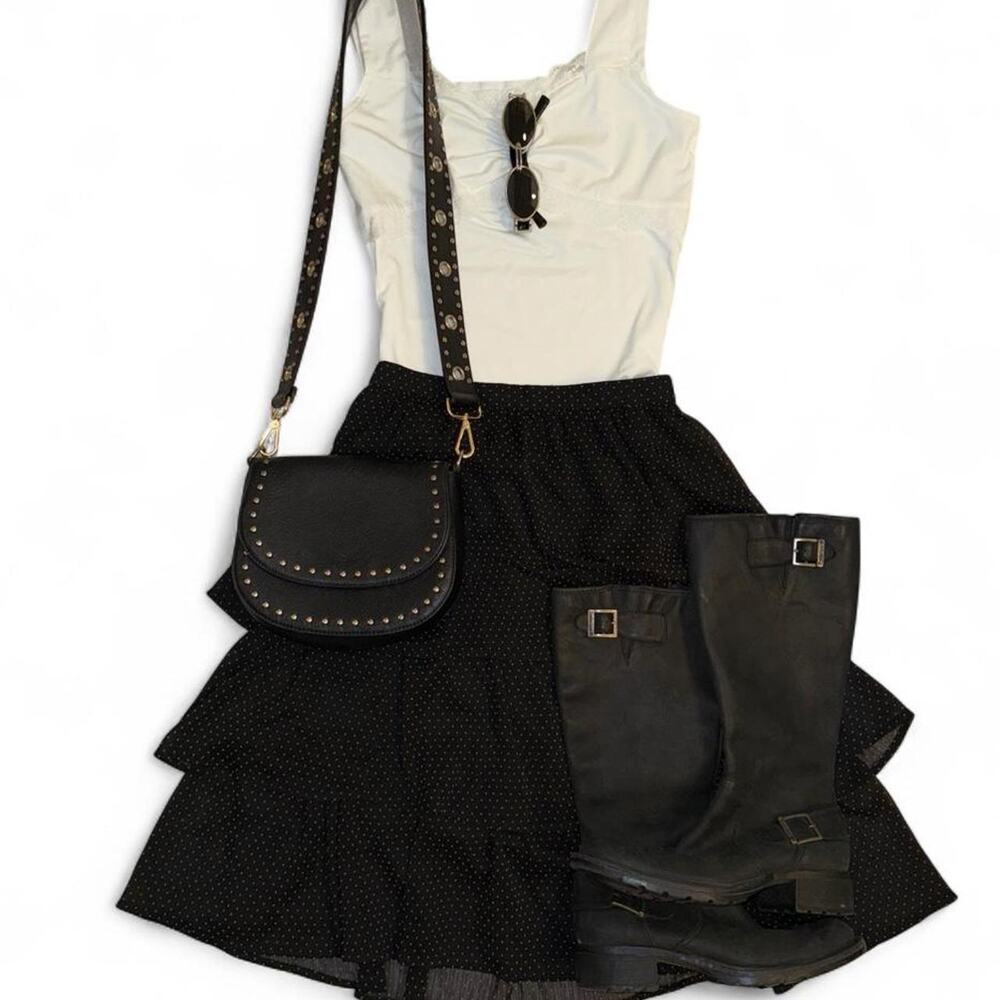 J crew polka dot ruffle midi skirt preppy boho fairycore whimsigoth